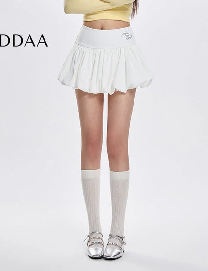 White High-Waisted Slim Fluffy Lantern Skirt Summer - S / White - Skirts