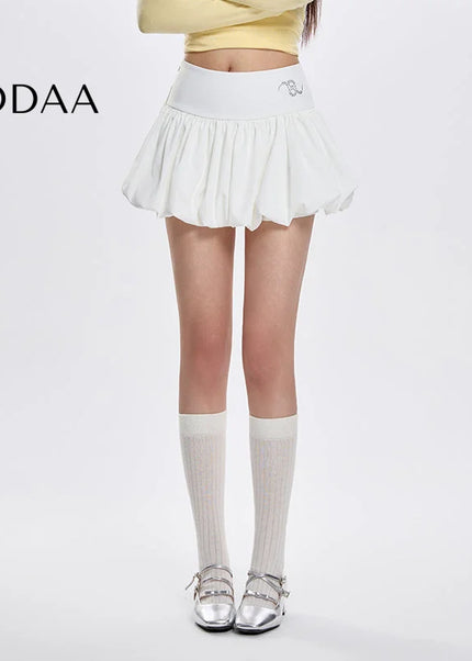White High-Waisted Slim Fluffy Lantern Skirt Summer - S / White - Skirts