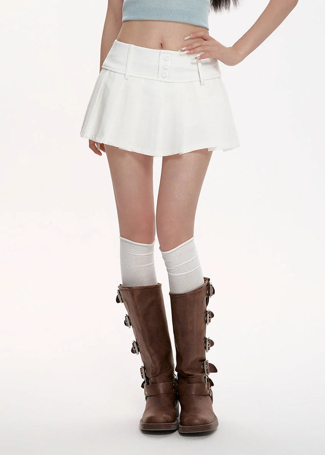 White High-Waisted Slim Pleated Skirt Women’s Summer Style - Skirts
