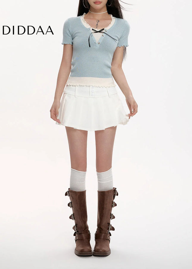 White High-Waisted Slim Pleated Skirt Women’s Summer Style - Skirts