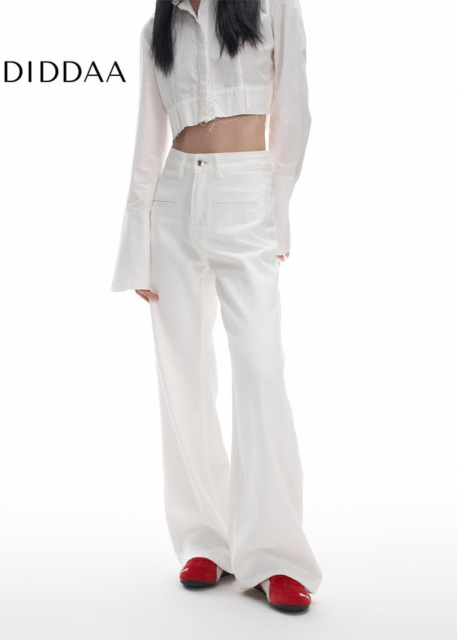 White High-Waisted Wide Leg Jeans Women’s 2025 Spring Wear - Women’s Jeans