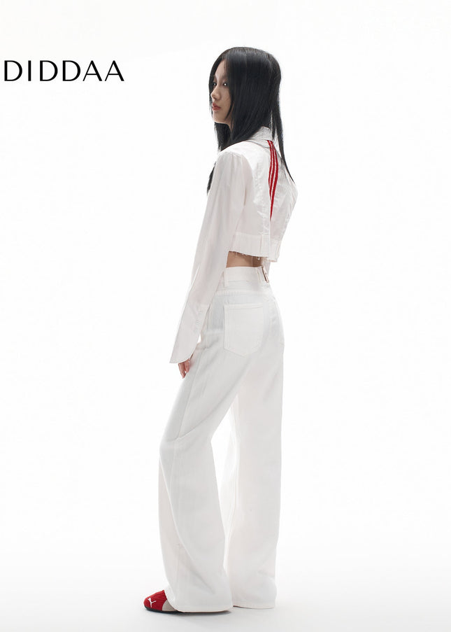 White High-Waisted Wide Leg Jeans Women’s 2025 Spring Wear - Women’s Jeans