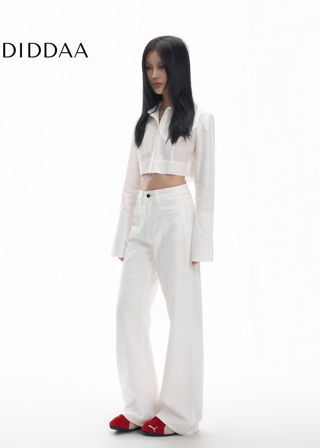 White High-Waisted Wide Leg Jeans Women’s 2025 Spring Wear - Women’s Jeans