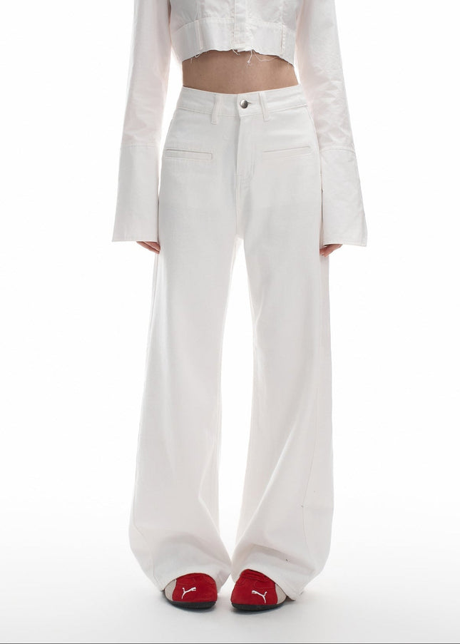 White High-Waisted Wide Leg Jeans Women’s 2025 Spring Wear - Women’s Jeans