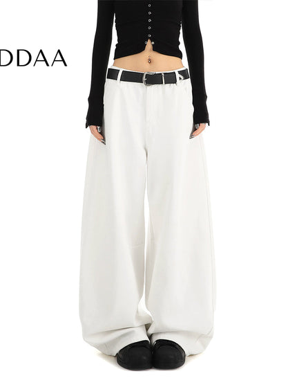 White Loose Drape Straight Leg Jeans Women’s Casual Tide - S / White - Women’s Jeans