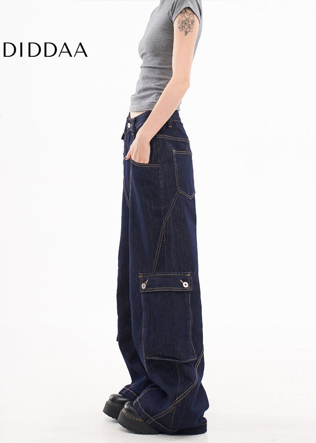 White Loose Fit Cargo Wide Leg Pants - Women’s Jeans