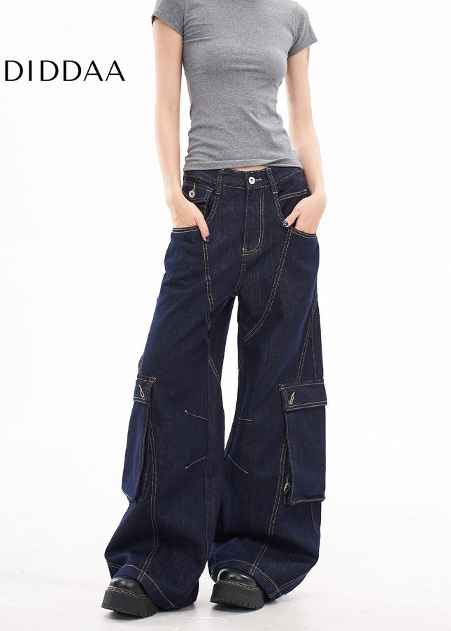 White Loose Fit Cargo Wide Leg Pants - Women’s Jeans