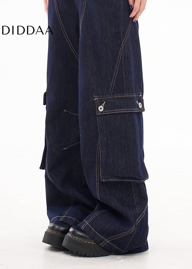 White Loose Fit Cargo Wide Leg Pants - Women’s Jeans