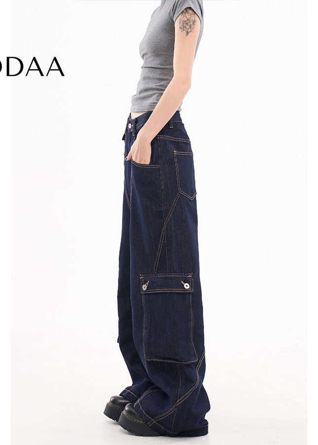 White Loose Fit Cargo Wide Leg Pants - Women’s Jeans