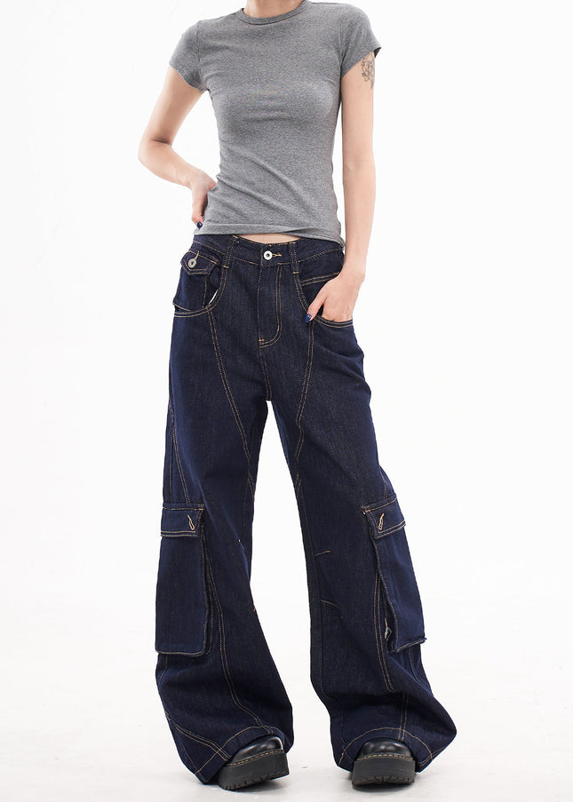 White Loose Fit Cargo Wide Leg Pants - Women’s Jeans