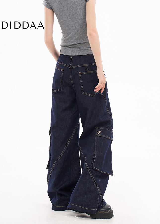 White Loose Fit Cargo Wide Leg Pants - Women’s Jeans