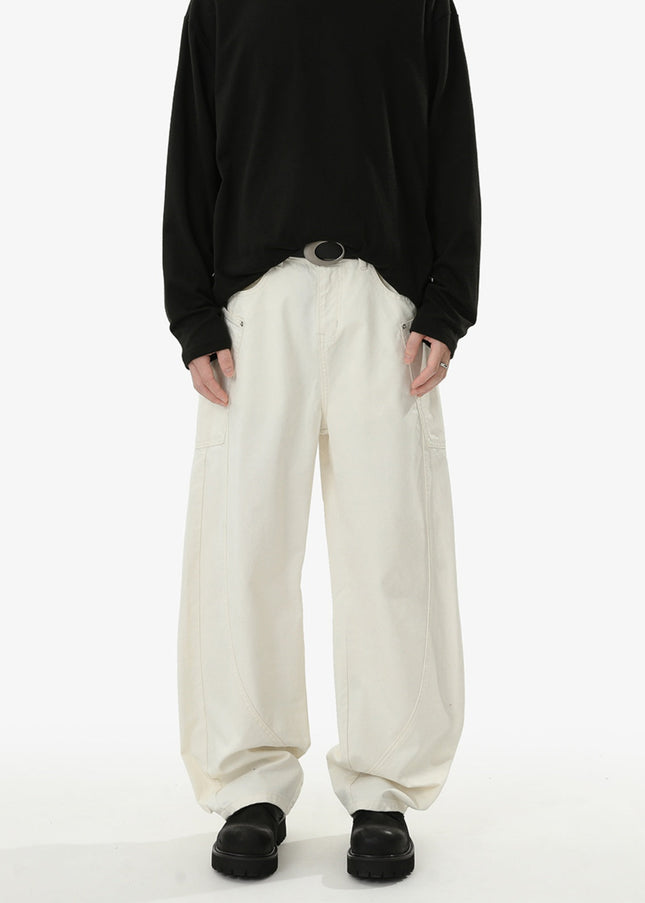 White Loose Fit Casual Jeans with Reinforced Seams - Men’s Jeans