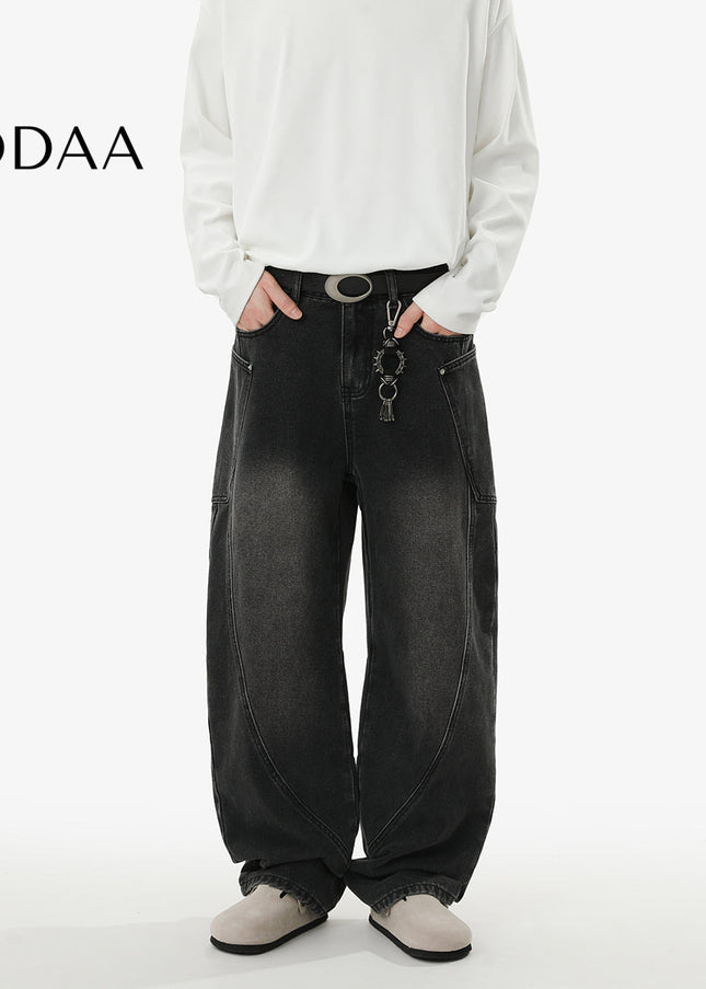 White Loose Fit Casual Jeans with Reinforced Seams - S / Black - Men’s Jeans