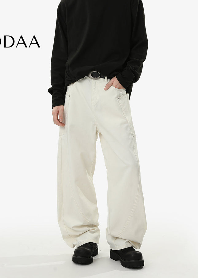 White Loose Fit Casual Jeans with Reinforced Seams - S / White - Men’s Jeans