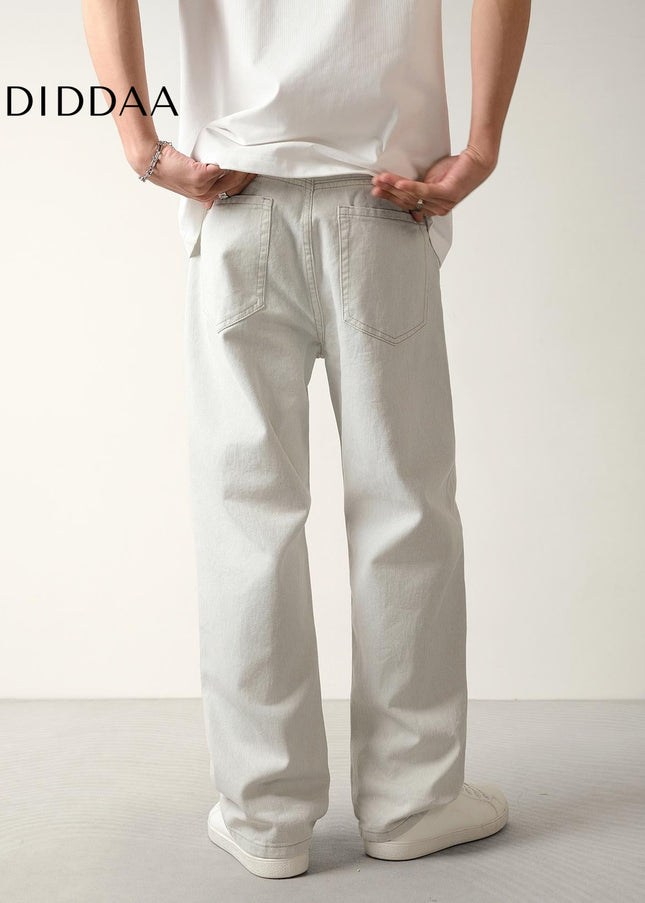 White Loose Fit Cotton Wash Jeans for Men - Men’s Jeans