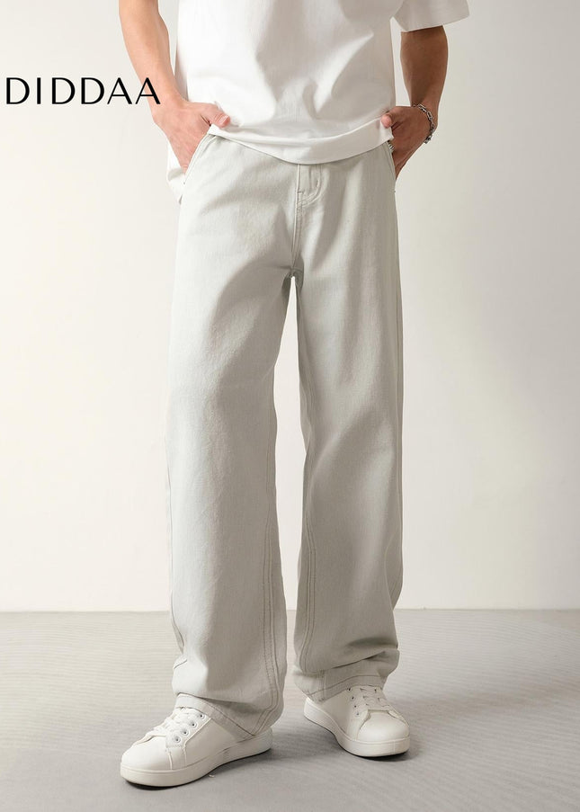 White Loose Fit Cotton Wash Jeans for Men - Men’s Jeans