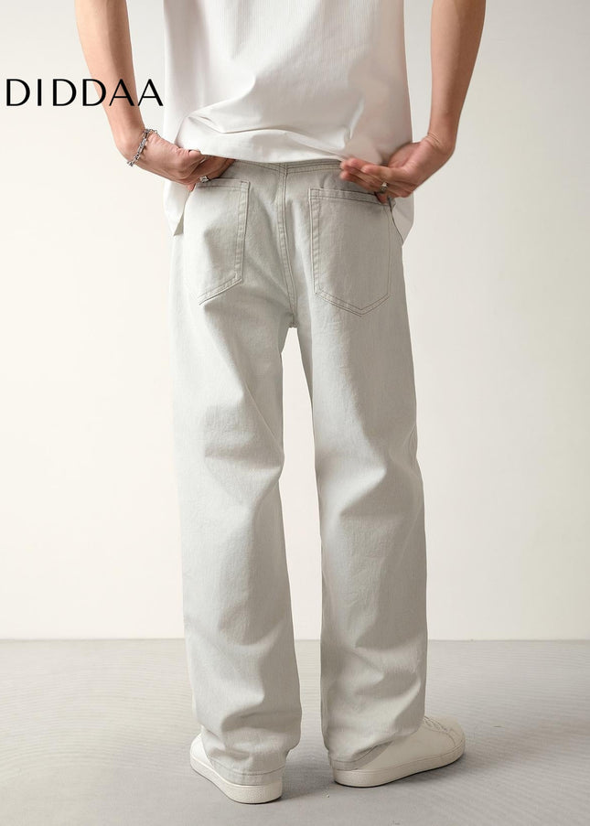 White Loose Fit Cotton Wash Jeans for Men - Men’s Jeans