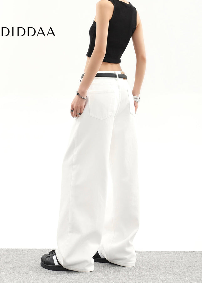 White Loose Fit High Waist Wide Leg Jeans - Women’s Jeans