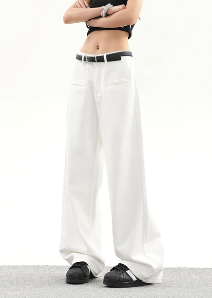 White Loose Fit High Waist Wide Leg Jeans - Women’s Jeans
