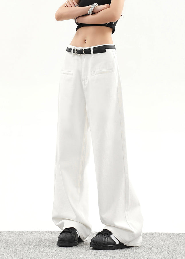 White Loose Fit High Waist Wide Leg Jeans - Women’s Jeans