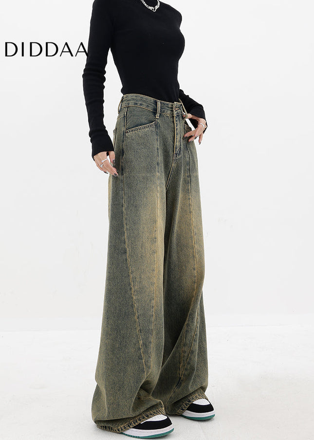 White Loose Fit Straight-Leg Wide-Leg Jeans Pants - Women’s Jeans