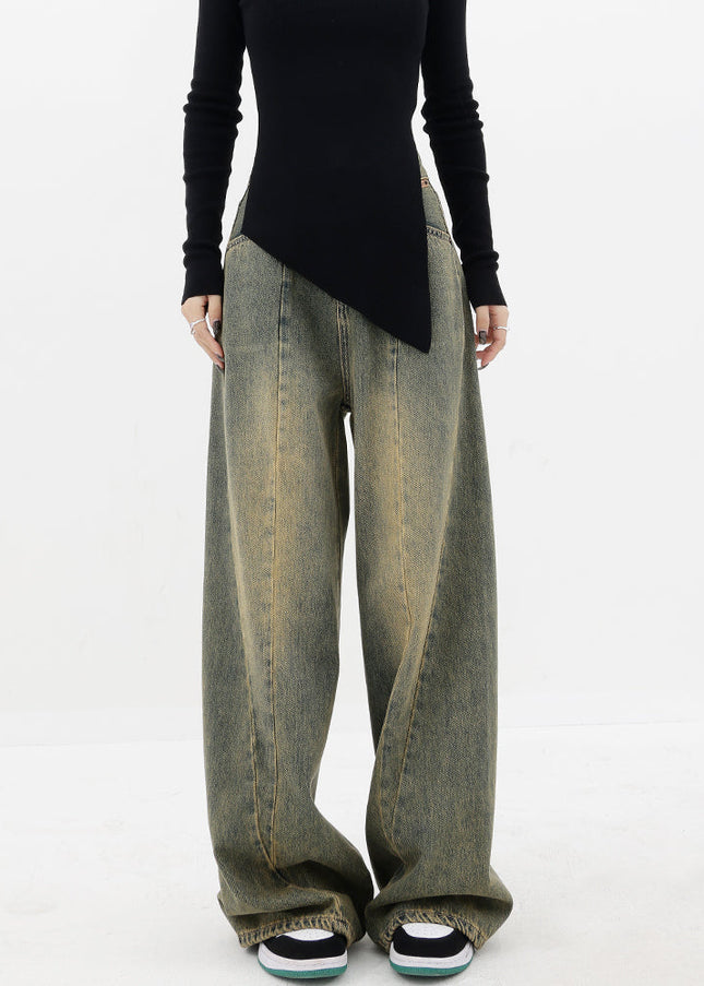 White Loose Fit Straight-Leg Wide-Leg Jeans Pants - Women’s Jeans