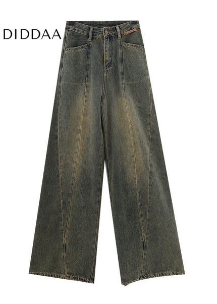 White Loose Fit Straight-Leg Wide-Leg Jeans Pants - Women’s Jeans