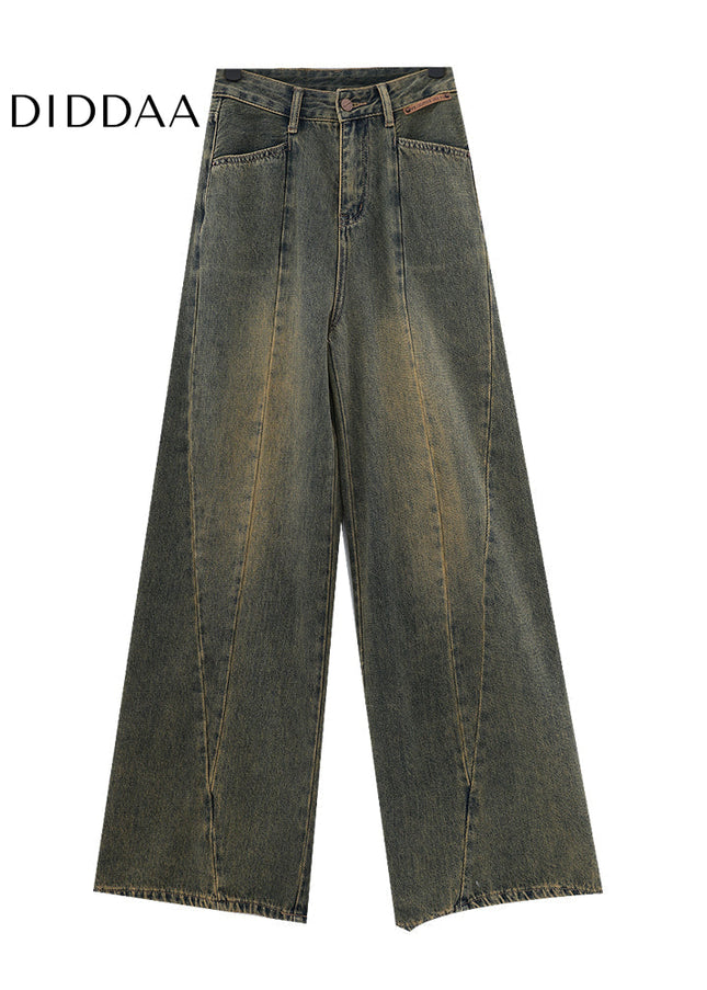 White Loose Fit Straight-Leg Wide-Leg Jeans Pants - Women’s Jeans