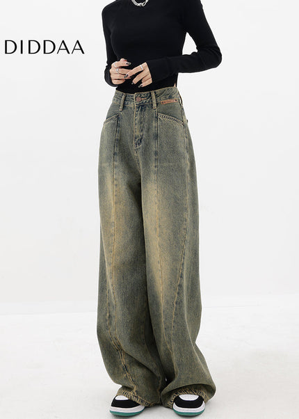 White Loose Fit Straight-Leg Wide-Leg Jeans Pants - Women’s Jeans