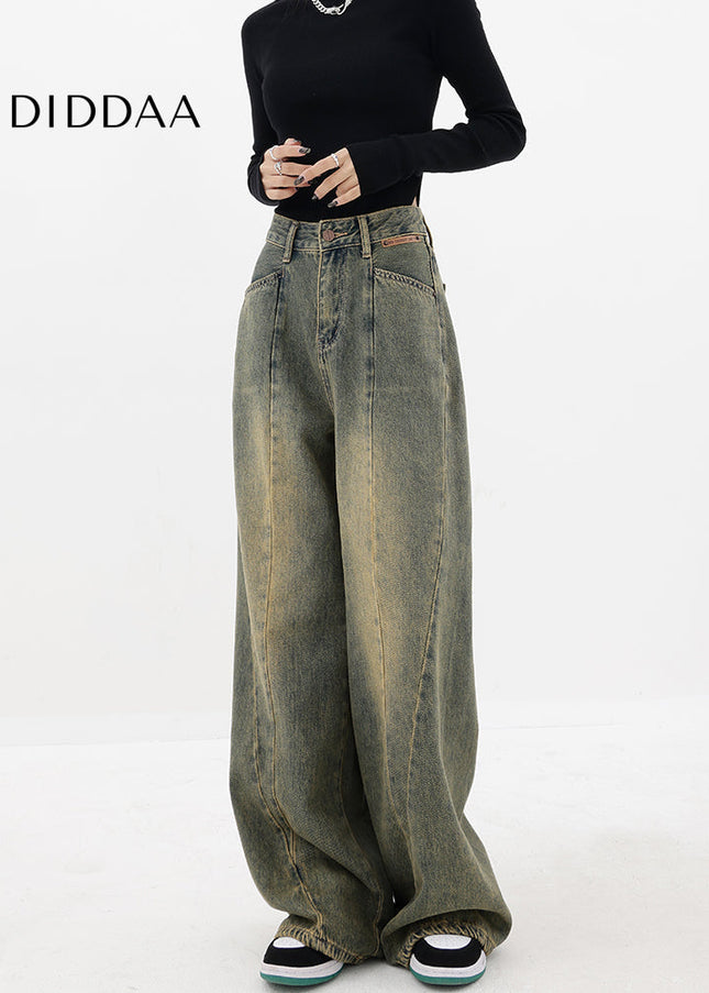 White Loose Fit Straight-Leg Wide-Leg Jeans Pants - Women’s Jeans