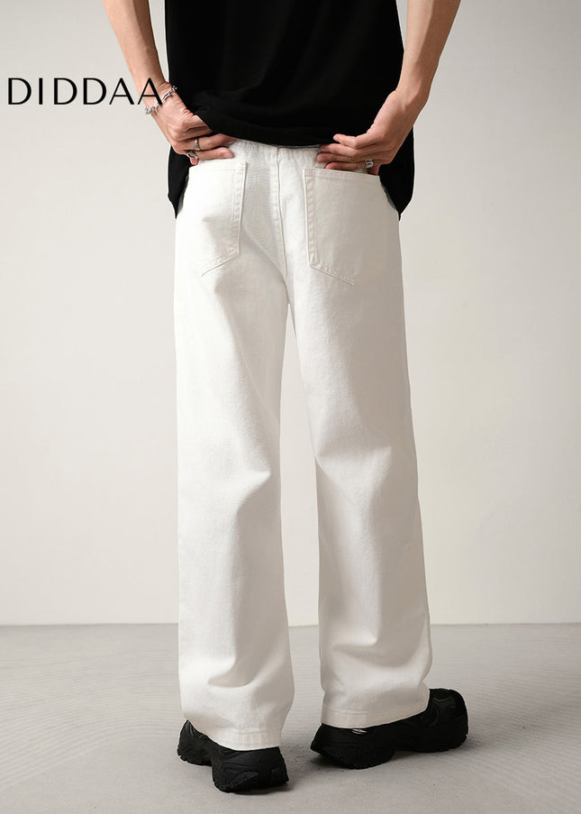 White Loose Fit Wide-Leg Flared Jeans for Men and Women - Men’s Jeans
