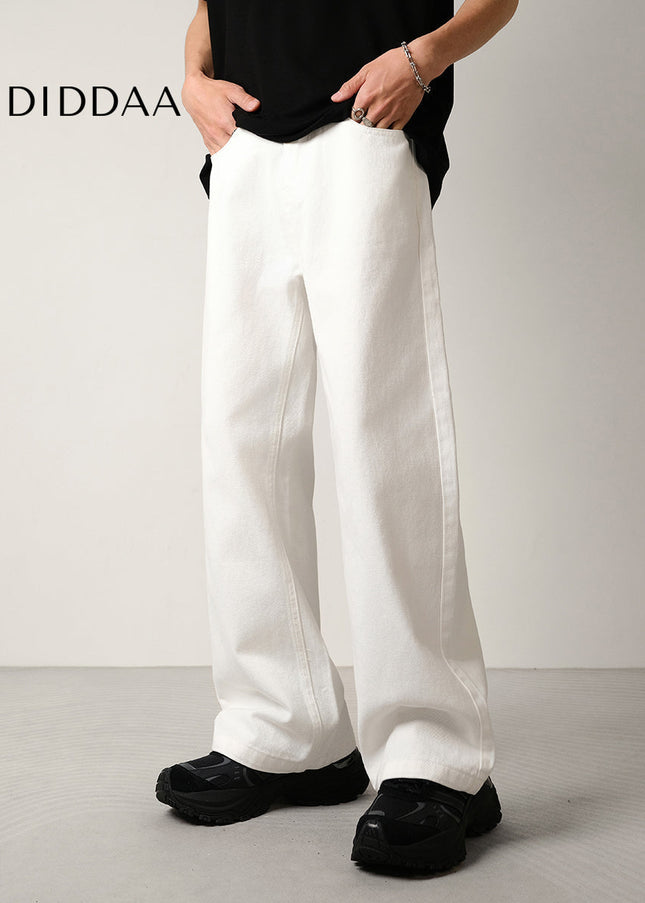 White Loose Fit Wide-Leg Flared Jeans for Men and Women - Men’s Jeans