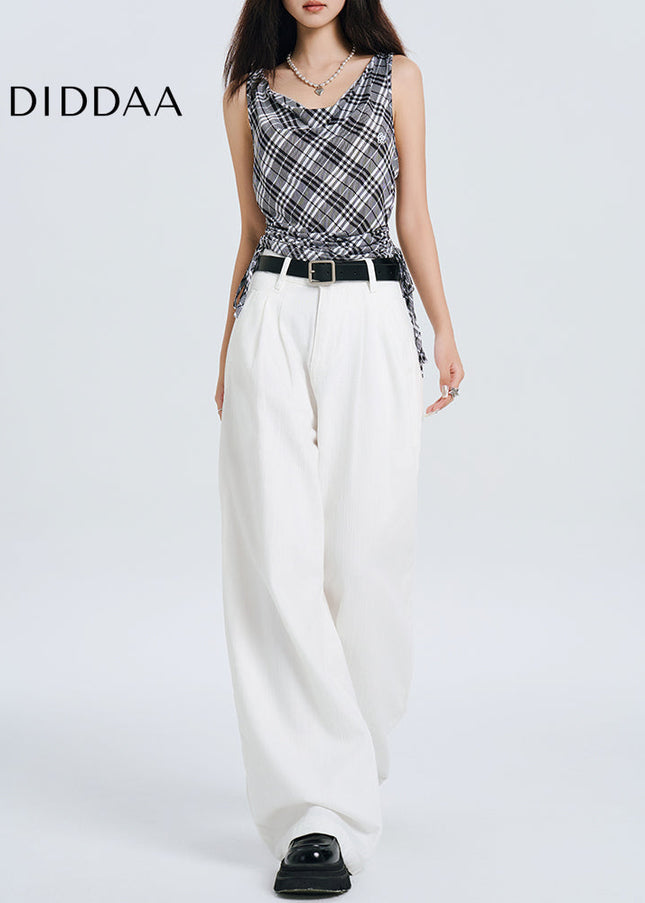 White Loose Fit Wide-Leg Pants Women’s Spring Casual Jeans - Women’s Jeans