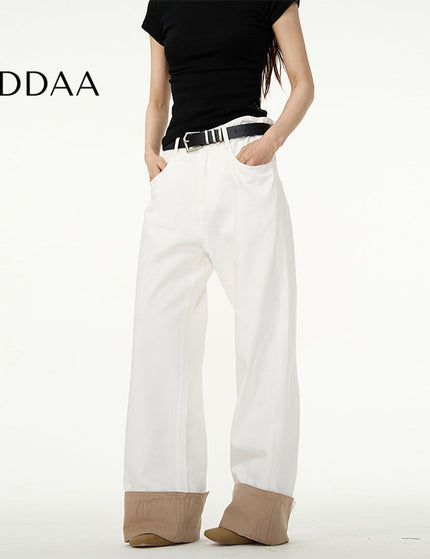 White Loose Straight-Leg Wide-Leg Couple Pants - XS / White - Women’s Jeans