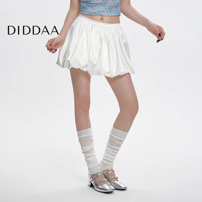 White Low-Waisted A-Line Puffy Bud Skirt for Hot Girls - S / White - Skirts