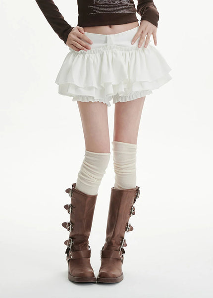 White Pleated Cake Skirt Women’s Ballet College Style - Skirts