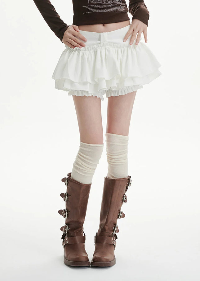White Pleated Cake Skirt Women’s Ballet College Style - Skirts