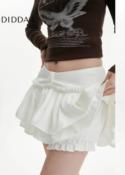 White Pleated Cake Skirt Women’s Ballet College Style - Skirts