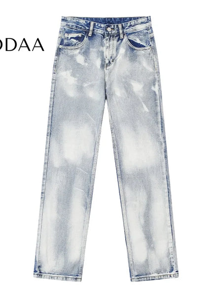 White Retro Distressed Slim Straight Jeans for Men - Men’s Jeans