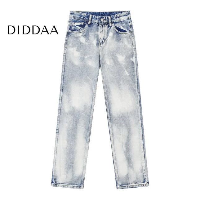 White Retro Distressed Slim Straight Jeans for Men - Men’s Jeans