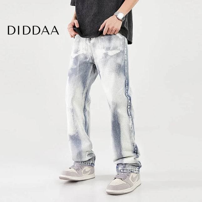 White Retro Distressed Slim Straight Jeans for Men - S / White - Men’s Jeans