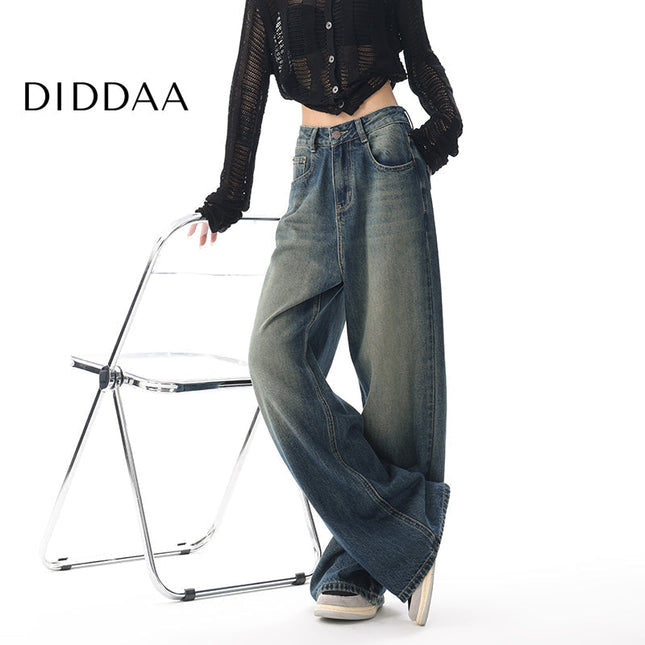 White Ripped Wide-Leg Jeans with Versatile Draping - Women’s Jeans