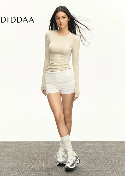 White Slimming Low Rise Knit Hip Shorts Women’s Hot Pants - Shorts
