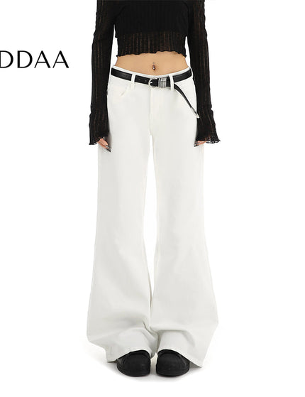 White Stretchy Low Rise Straight Leg Jeans for Women - S / White - Women’s Jeans