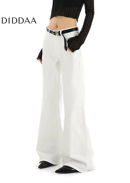 White Stretchy Low Rise Straight Leg Jeans for Women - Women’s Jeans