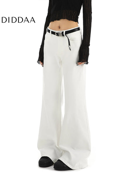 White Stretchy Low Rise Straight Leg Jeans for Women - Women’s Jeans