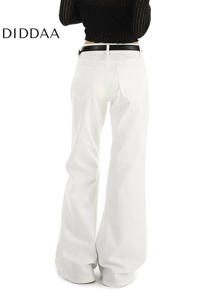 White Stretchy Low Rise Straight Leg Jeans for Women - Women’s Jeans