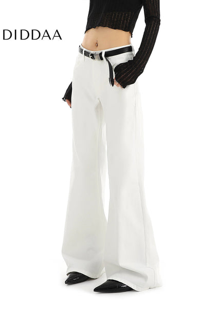 White Stretchy Low Rise Straight Leg Jeans for Women - Women’s Jeans