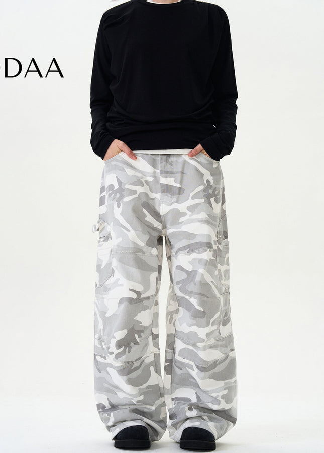 White Vintage Camouflage Cargo Jeans With Multi-Pockets - XS / Camouflage - Men’s Jeans