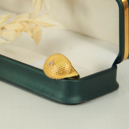 Cross-border new personality fashion, cold style, simple copper material, polka dot texture, inlaid zircon open ring jewelry, women